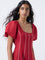 Bombay Paisley Red Striped Cotton-Blend A-Line Dress