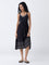 Bombay Paisley Black Embroidered A-Line Dress