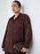 Gia Dark Brown Self-Patterned Shirt with Camisole