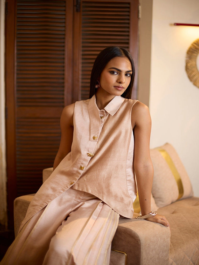 Asymmetrical Cream Top