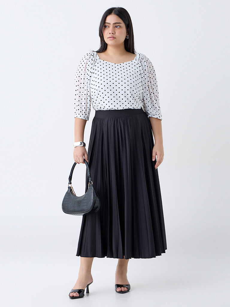 Gia Black Accordion Pleated High-Rise Skirt