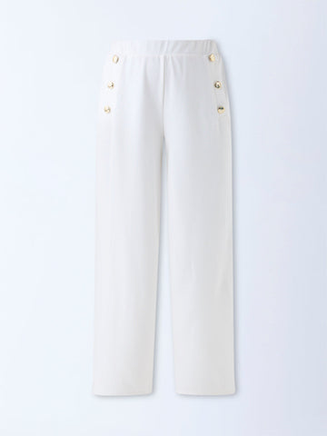 Gia Off-White Solid High-Rise Trousers