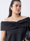 Gia Black Ruched Off-Shoulder Top