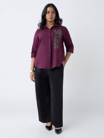 Gia Black Solid High-Rise Trousers