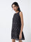 Bombay Paisley Black Embellished Cotton Shift Dress