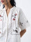 Bombay Paisley Off-White Floral Embroidered Cotton Shirt