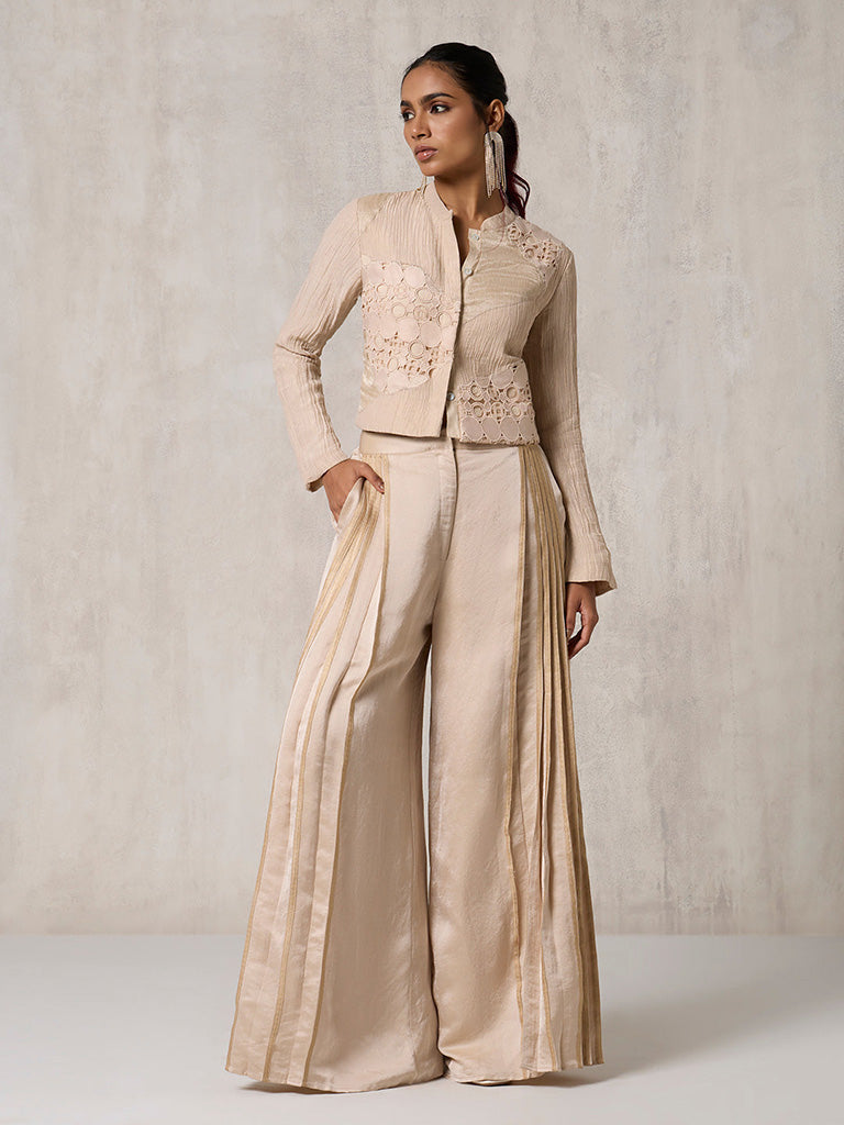 Embroidered Beige Top