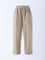 Bombay Paisley Beige Solid Cotton-Blend Pants