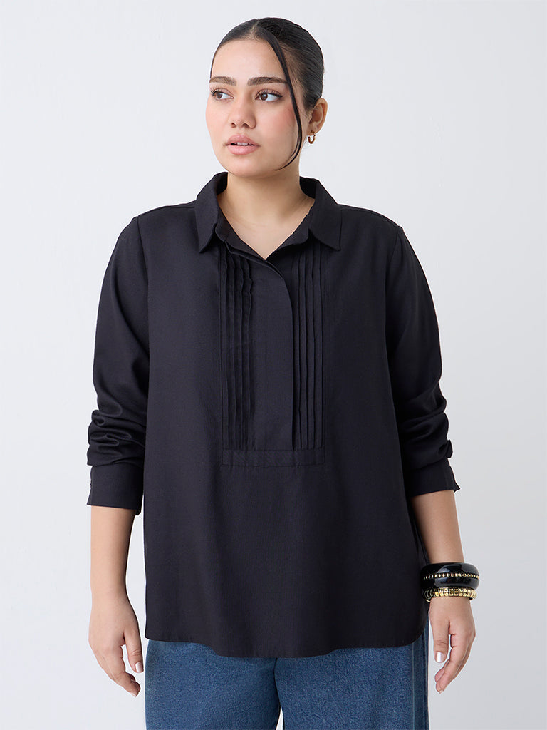 Gia Black Pintuck Detailed Blouse