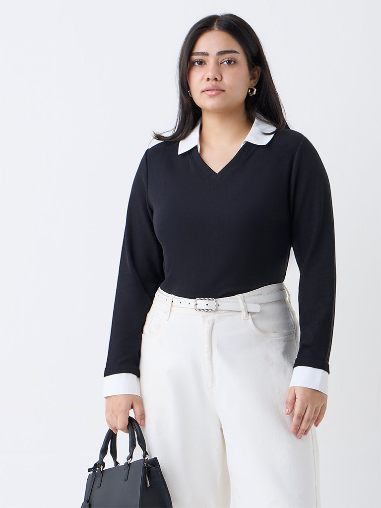 Gia Black Collared T-Shirt