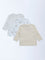 HOP Baby Boys Beige Printed Cotton T-Shirts - Pack of 3