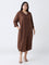Gia Dark Brown Solid Shirt Dress