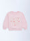 HOP Kids Girls Pink Floral Design Cotton-Blend Sweatshirt