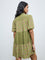 Bombay Paisley Green Floral Design Shirt Dress