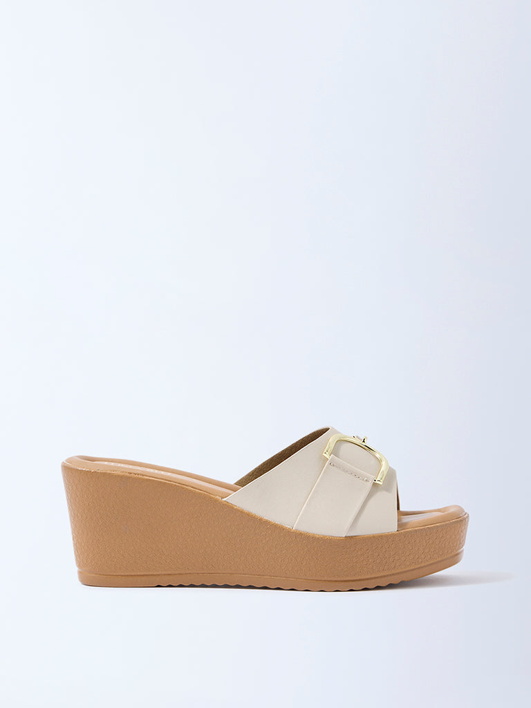 LUNA BLU Ivory Hardware-Detail Wedge-Heel Sandals