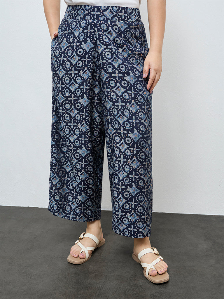 Diza Indigo Printed Ethnic Pants