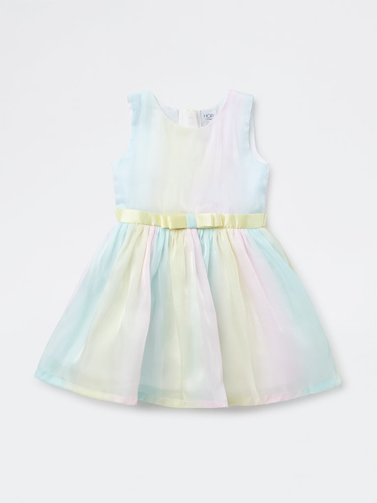 HOP Kids Girls Multicolour Bow-Detailed Mesh Dress