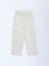 HOP Kids Boys Cream Cargo-Style Mid-Rise Cotton Pants