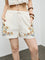 Bombay Paisley Off-White Floral Embroidered Cotton Shorts