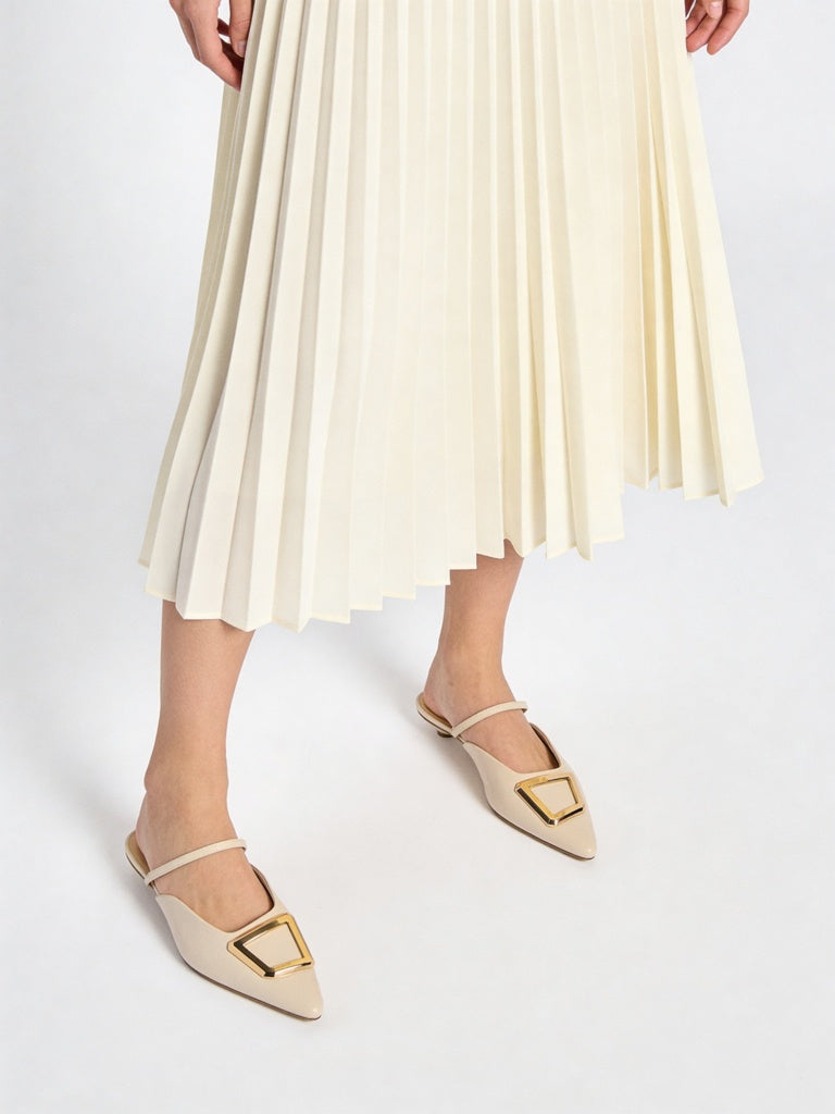 LUNA BLU Ivory Metallic Detailed Slingback Shoes