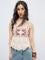 Bombay Paisley Off-White Crochet Knit Cotton Top