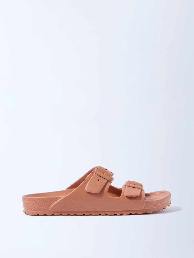 LUNA BLU Orange Dual-Strap Slip-On Slides