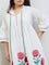 Diza White Floral Cotton A-Line Kurta