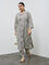 Diza Taupe Floral Design A-Line Kurta