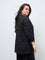 Diza Black Floral Embroidered Cotton Tunic