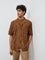 ETA Tan Paisley Embroidered Relaxed-Fit Cotton-Blend Shirt