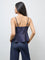 LOV Dark Blue Denim Peplum Top