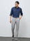 Ascot Grey Solid Relaxed-Fit Mid-Rise Cotton-Blend Trousers