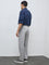 Ascot Grey Solid Relaxed-Fit Mid-Rise Cotton-Blend Trousers