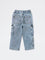 HOP Kids Boys Blue Washed Relaxed-Fit Mid-Rise Cargo Jeans