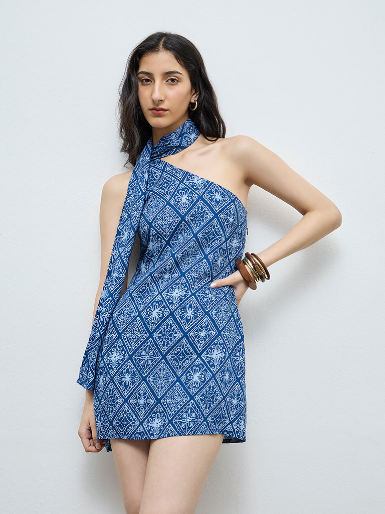 Bombay Paisley Blue Printed Bodycon Dress