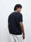Ascot Navy Relaxed-Fit Cotton Quarter-Zip Polo T-Shirt