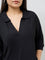 Gia Black Ribbed-Textured Top