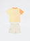 HOP Kids Boys Orange Colour-Blocked Cotton T-Shirt and Shorts Set