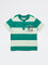 HOP Kids Boys Green Colour Block Cotton T-Shirt