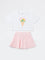 HOP Kids Girls White Embroidered Cotton T-Shirt and Skirt Set