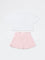 HOP Kids Girls White Embroidered Cotton T-Shirt and Skirt Set