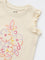 HOP Kids Girls Beige Floral Embroidered Cotton Top