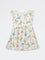 HOP Kids Girls White Bow Printed A-Line Cotton-Blend Dress