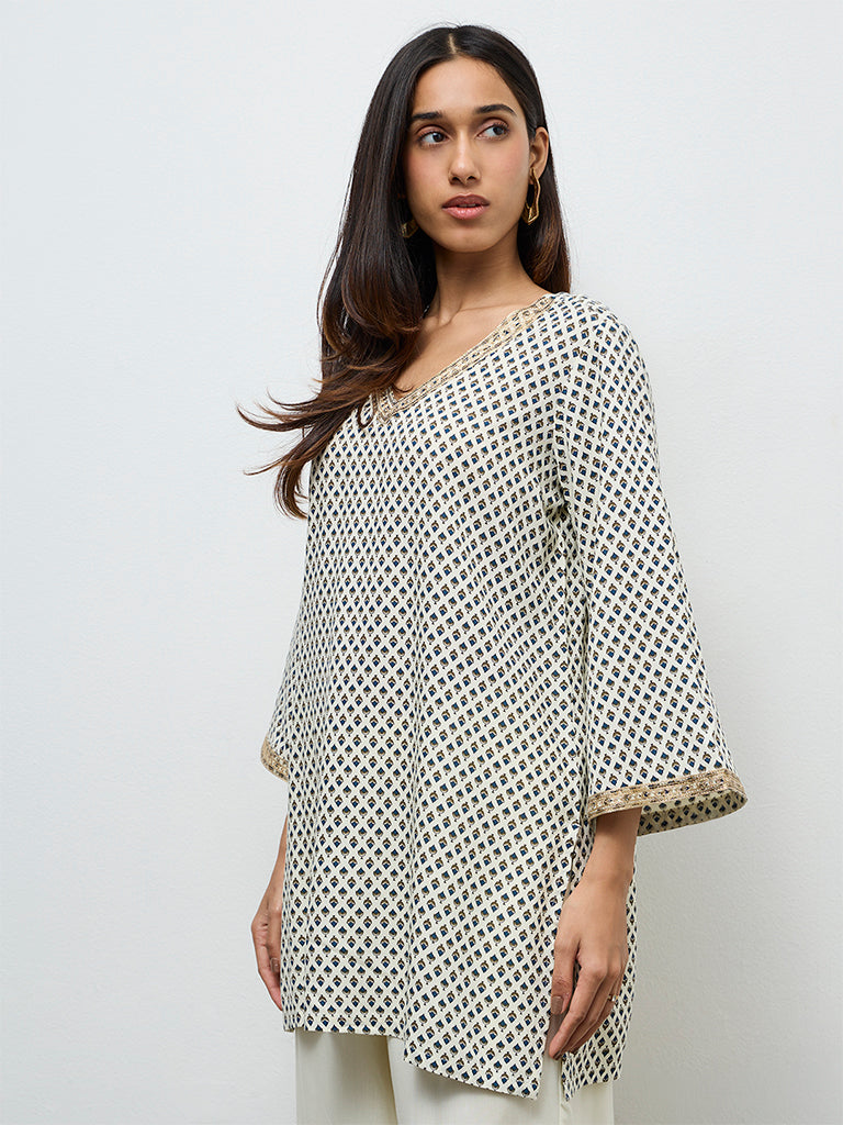 Utsa Cream Boota Printed Tunic