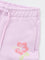 HOP Kids Girls Lilac Floral Design High-Rise Cotton Shorts