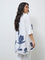Diza White Floral Pattern High-Low Tunic