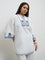 Diza White Embroidered Straight Kurta