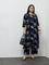 Diza Black Botanical Printed A-Line Kurta