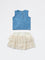 HOP Baby Girls Blue Embroidered Cotton Top and Skirt Set