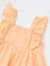 HOP Baby Girls Peach Embroidered Fit-and-Flare Cotton Dress
